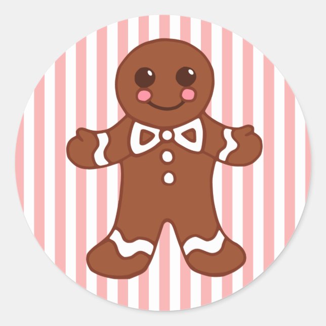 Gingerbröd Stickers Runt Klistermärke (Framsida)