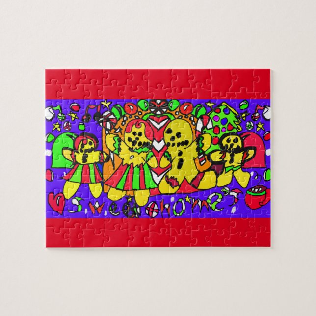 Gingerbröd Svart hem Pussel (Horisontell)