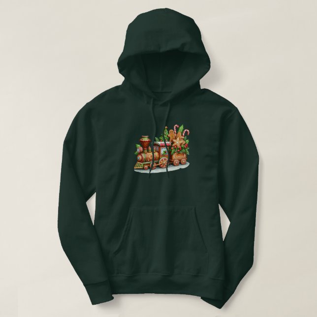 Gingerbröd Tåg Helgdag Manar Hoodie (Design framsida)