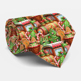 Gingerbröd Tåg Helgdag Neck Tie Slips