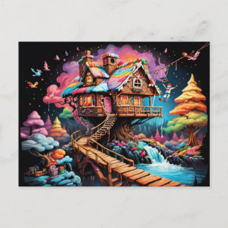 Gingerbröd träd house pschedelic christmas helg vykort