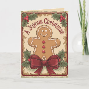 Gingerbröd vintage joyous God jul Helgkort