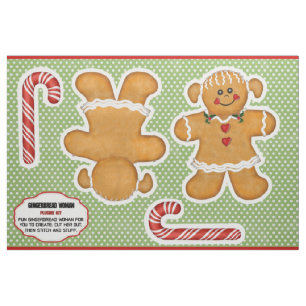 Gingerbröd Woman cut och Sew Plushie Kit Fabric Tyg