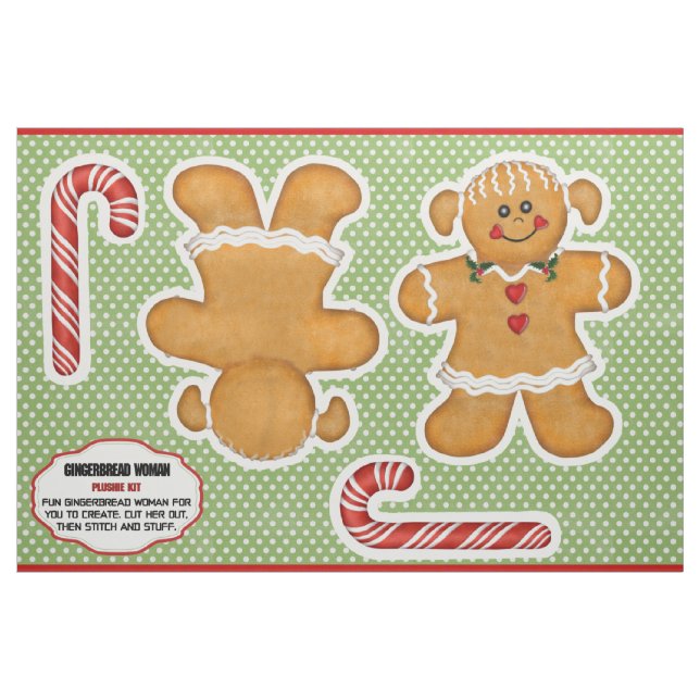Gingerbröd Woman cut och Sew Plushie Kit Fabric Tyg (Fat Quarter)