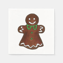 Gingerbröd Woman Dam jul Cookie Napkins Pappersservett