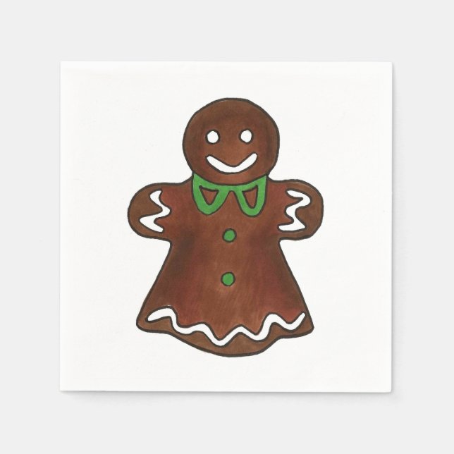 Gingerbröd Woman Dam jul Cookie Napkins Pappersservett (Framsidan)