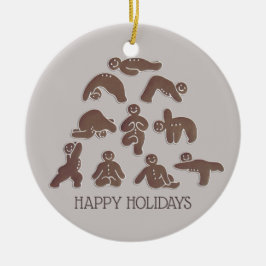 Gingerbröd Yoga Breathe Glad helg Julgransprydnad Keramik
