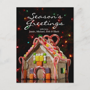 Gingerbrödhus med ljuset Jul Helg Vykort