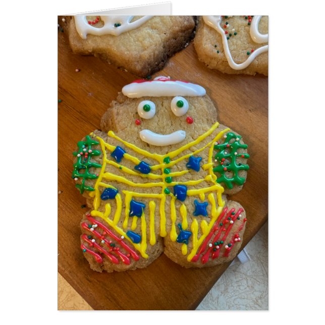 Gingerbrödscookie-dekorerat julkort OBS kort (Framsidan)