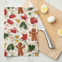 Gingerbrödscookie mönster kökshandduk