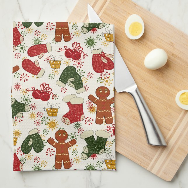Gingerbrödscookie mönster kökshandduk (Vikt i Fjärdedel)