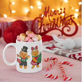 Gingerbrödspojke och Gingerbröd Flickjulen Kaffemugg