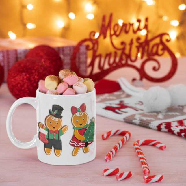 Gingerbrödspojke och Gingerbröd Flickjulen Kaffemugg (Skapare uppladdad)