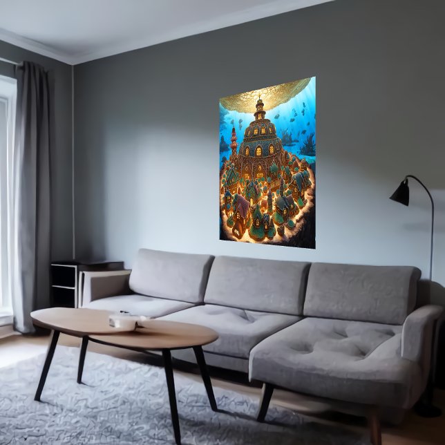 Gingerbrödsstad under havet | AI Art Poster (Skapare uppladdad)