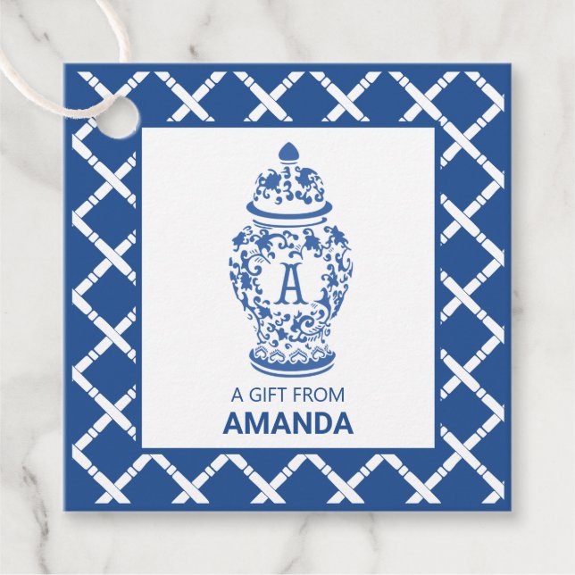 GingerJar & Bamboo | Monogram A | Gåvor Etiketter (Framsida)