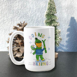 Gingerkatt som åker skidor Vintermugg Kaffemugg