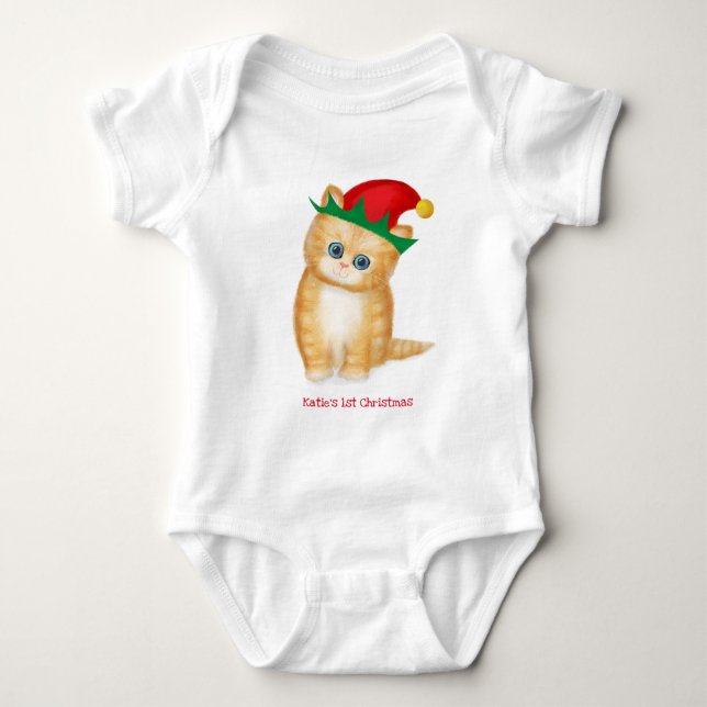 Gingerkitten baby 1st Julafton personlig bodydress T Shirt (Framsida)