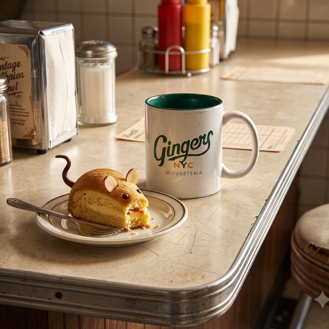 Ginger's NYC Mouseteria Retro Diner-mugg – Tvåton Två-Tonad Mugg (Breakfast of Champions.)