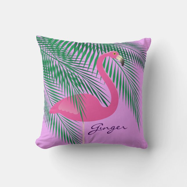 Gingers Rosa och Lila Flamingo Pillow Kudde (Framsida)