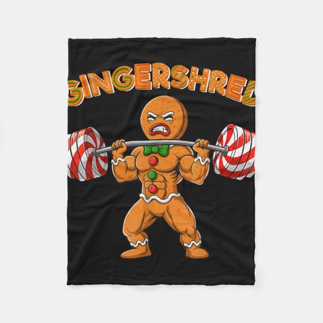 Gingershred Bodybuilder Funny Gingerbread Man Weig Fleecefilt (Framsidan)