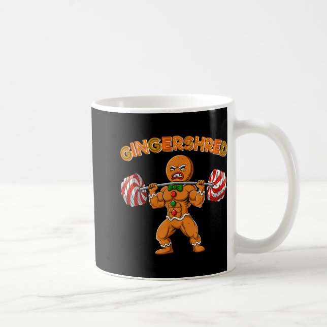 Gingershred Bodybuilder Rolig Gingerbread Man Vikt Kaffemugg (Höger)