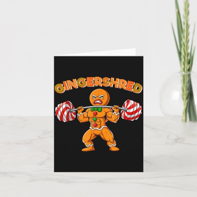 Gingershred Christmas Gingerbread Man Gym Bodybuil Kort (Framsida)
