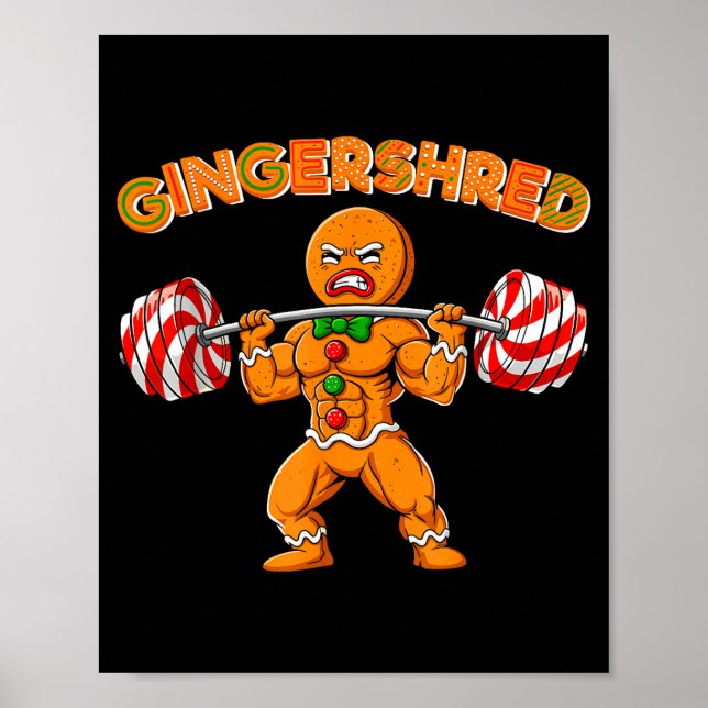 Gingershred Christmas Gingerbread Man Gym Bodybuil Poster (Framsidan)