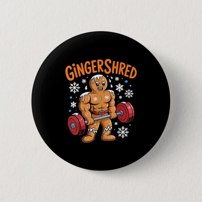 Gingershred Christmas Gym Workout Funny Gingerbrea Knapp (Framsida)
