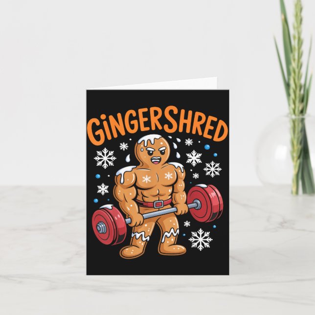 Gingershred Christmas Gym Workout Funny Gingerbrea Kort (Framsida)