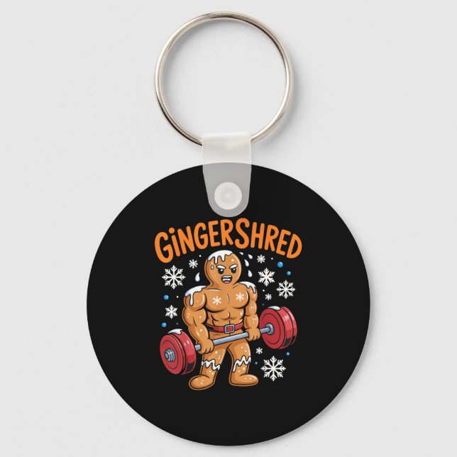Gingershred Christmas Gym Workout Funny Gingerbrea Nyckelring (Framsida)