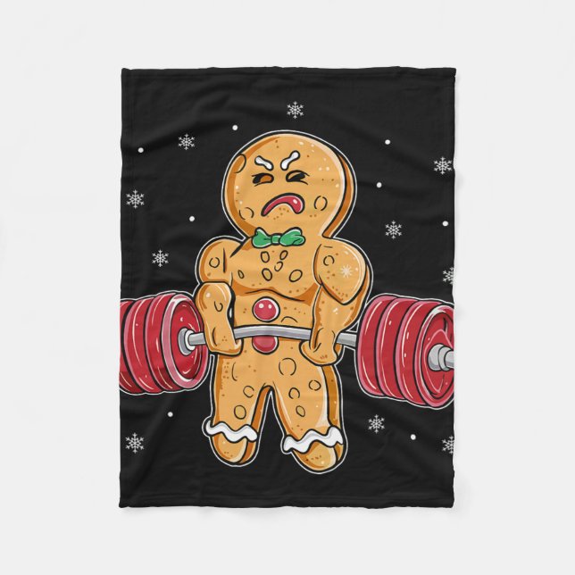 Gingershred Funny Gingerbread Man Gym Bodybuilding Fleecefilt (Framsidan)
