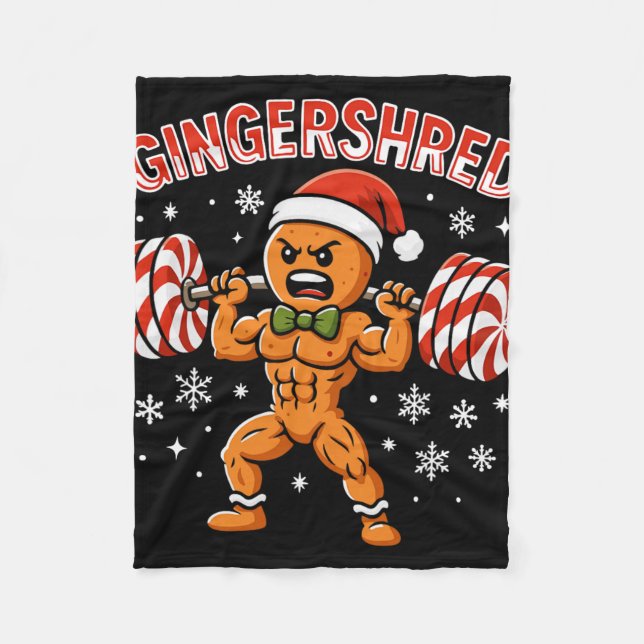 Gingershred Funny Gingerbread Man Gym Bodybuilding Fleecefilt (Framsidan)