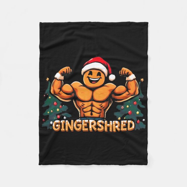 Gingershred Funny Gingerbread Man Gym Bodybuilding Fleecefilt (Framsidan)