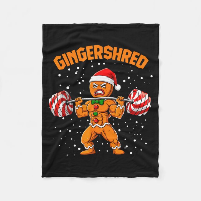 Gingershred Funny Gingerbread Man Gym Bodybuilding Fleecefilt (Framsidan)