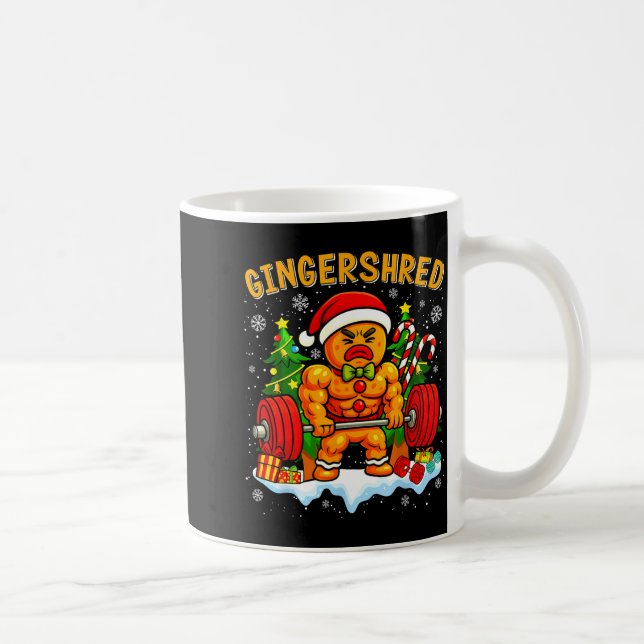 Gingershred Funny Gingerbread Man Gym Bodybuilding Kaffemugg (Höger)