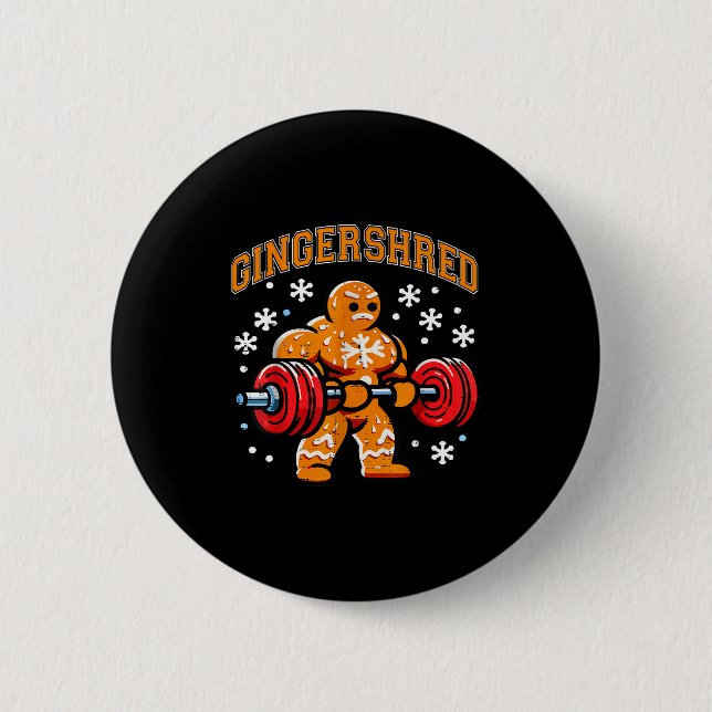 Gingershred Funny Gingerbread Man Gym Bodybuilding Knapp (Framsida)