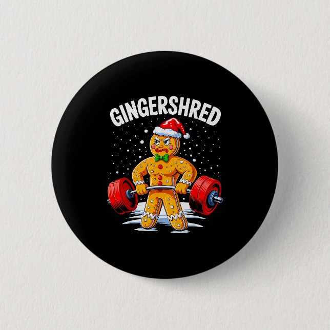 Gingershred Funny Gingerbread Man Gym Bodybuilding Knapp (Framsida)