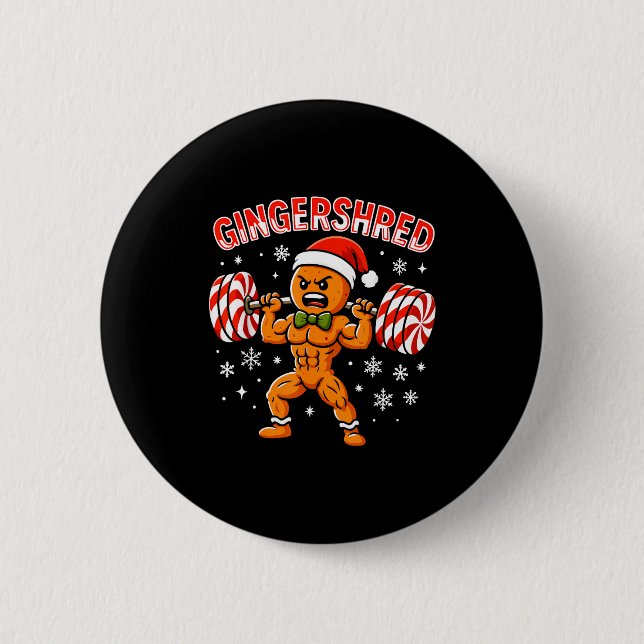 Gingershred Funny Gingerbread Man Gym Bodybuilding Knapp (Framsida)