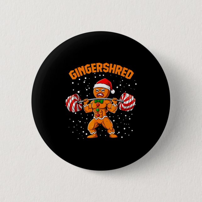 Gingershred Funny Gingerbread Man Gym Bodybuilding Knapp (Framsida)