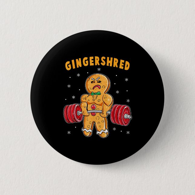 Gingershred Funny Gingerbread Man Gym Bodybuilding Knapp (Framsida)