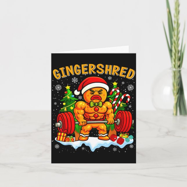 Gingershred Funny Gingerbread Man Gym Bodybuilding Kort (Framsida)