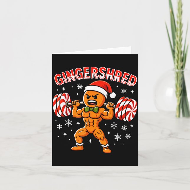 Gingershred Funny Gingerbread Man Gym Bodybuilding Kort (Framsida)