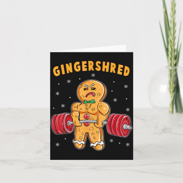 Gingershred Funny Gingerbread Man Gym Bodybuilding Kort (Framsida)