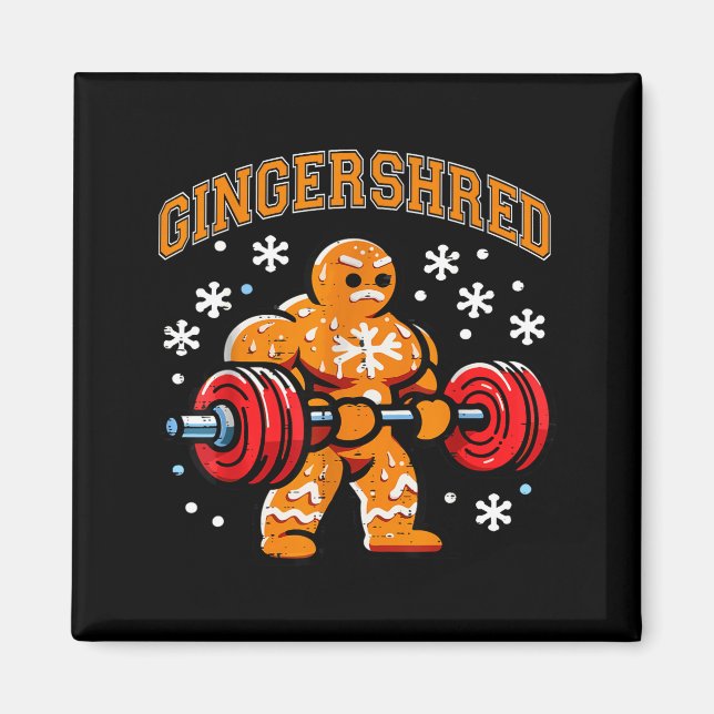 Gingershred Funny Gingerbread Man Gym Bodybuilding Magnet (Framsidan)
