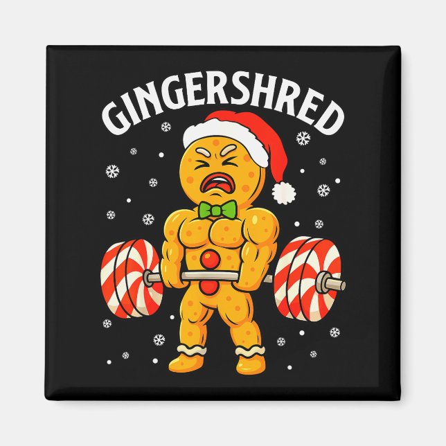 Gingershred Funny Gingerbread Man Gym Bodybuilding Magnet (Framsidan)