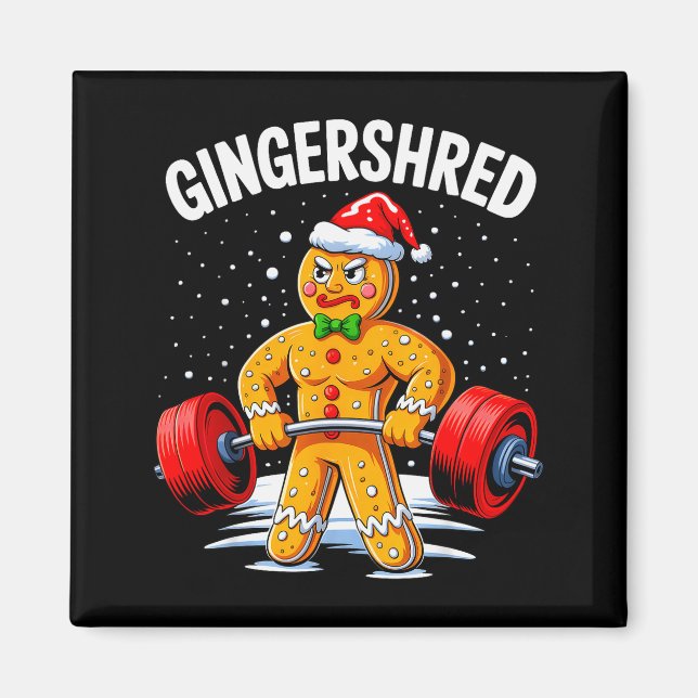 Gingershred Funny Gingerbread Man Gym Bodybuilding Magnet (Framsidan)