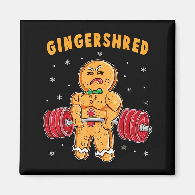 Gingershred Funny Gingerbread Man Gym Bodybuilding Magnet (Framsidan)