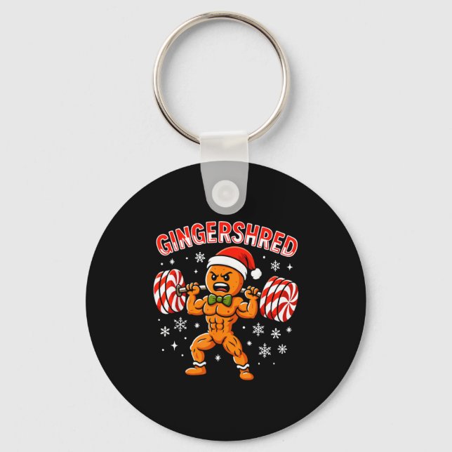 Gingershred Funny Gingerbread Man Gym Bodybuilding Nyckelring (Framsida)