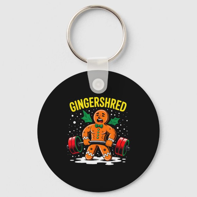 Gingershred Funny Gingerbread Man Gym Bodybuilding Nyckelring (Framsida)