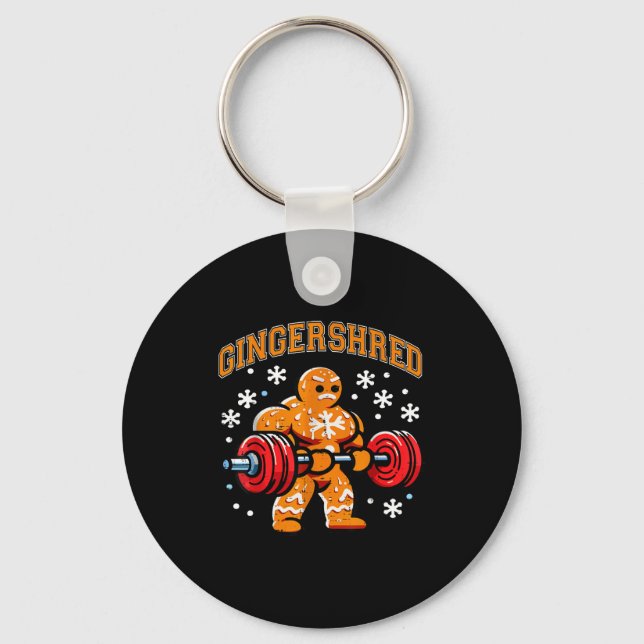 Gingershred Funny Gingerbread Man Gym Bodybuilding Nyckelring (Framsida)